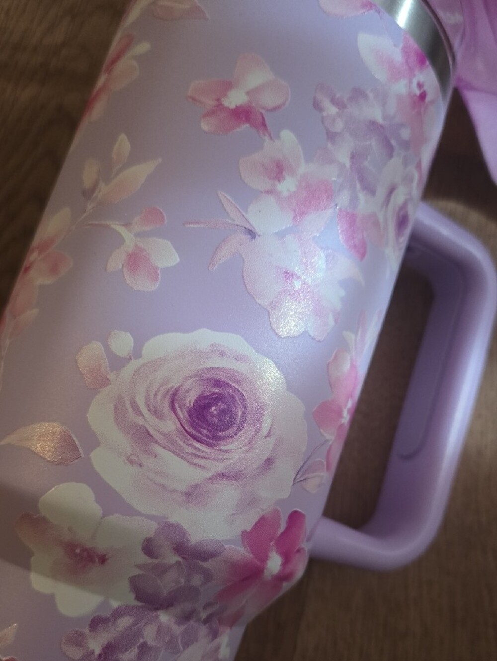 Floral Insulated Travel Mug - Lavender Purple - Picture 4 of 5